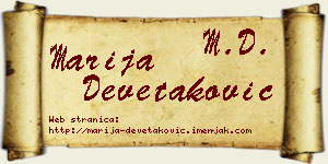 Marija Devetaković vizit kartica